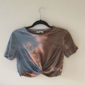 Zara Tie Dye Crop Top S M blue brown 😎 trendy
